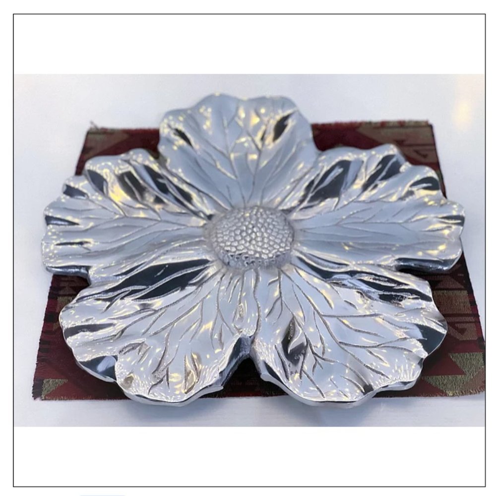 Handmade Silver Flower Tray